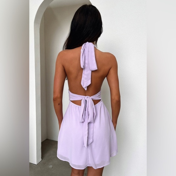 THATSOFETCH Lilac Elenor backless halter tie dress Sz4 US sz 8AU New with tags - Picture 5 of 10